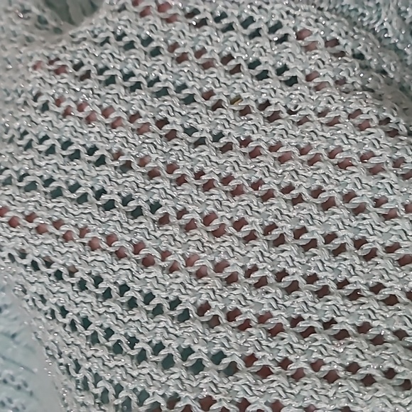 New York & Company Aqua Cowl Neck Sweater with Silver Threading size Large - Picture 4 of 9